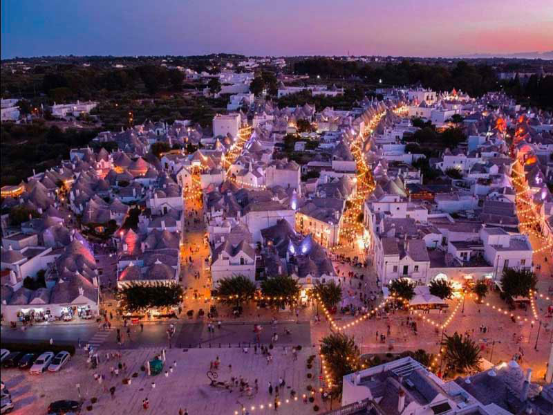 Alberobello in the evening at sunset