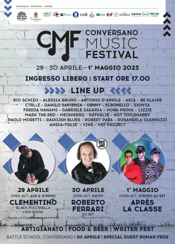 Большой плакат артистов музыкального фестиваля в Конверсано